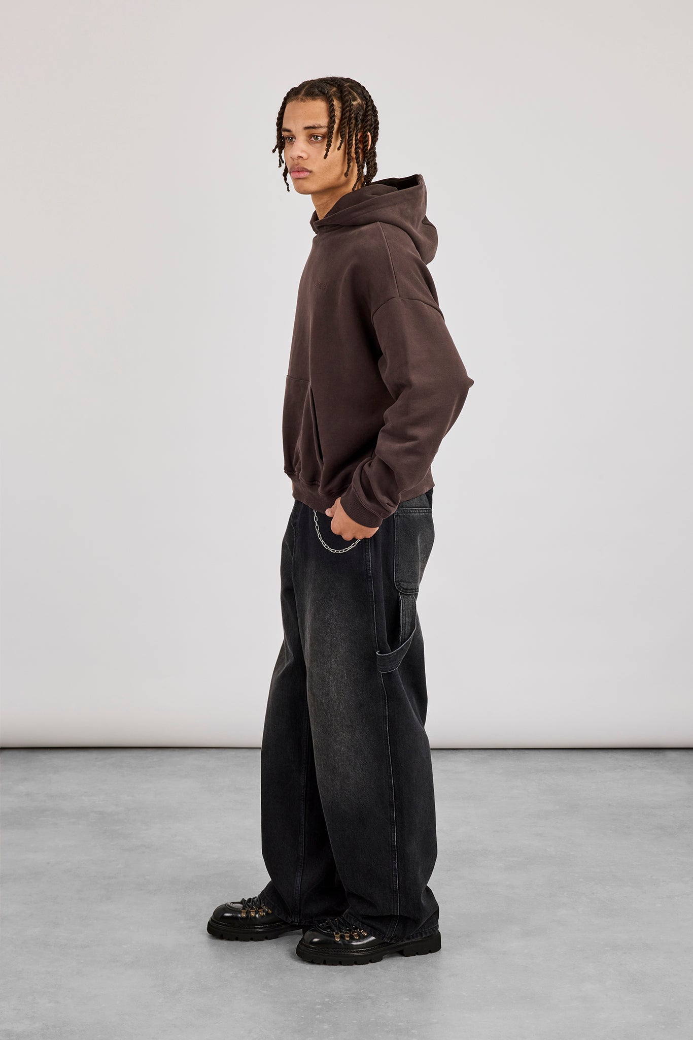 Mens Boxy Hoodie - Coffee